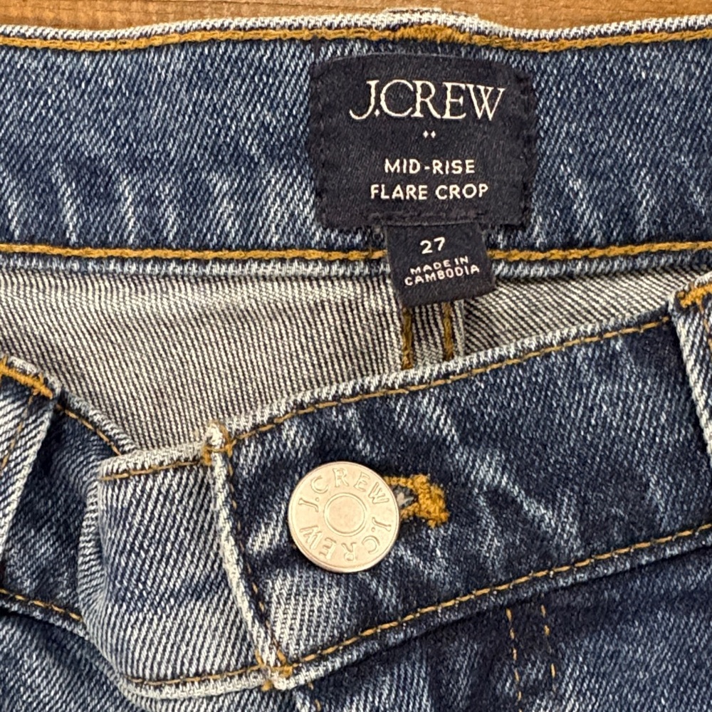 J.Crew Blue Denim Flare Crop Jeans